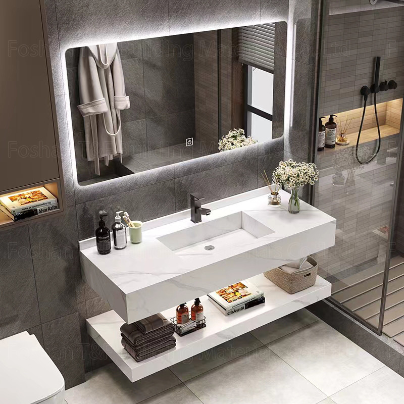 Countertop ματαιοδοξίας λουτρών cOem συμπυκνωμένα μονάδες πέτρινα οδηγημένα λεκάνη γραφεία αποθήκευσης καθρεφτών