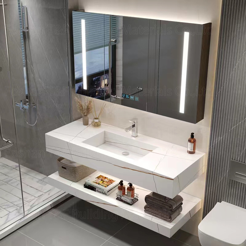 Countertop ματαιοδοξίας λουτρών cOem συμπυκνωμένα μονάδες πέτρινα οδηγημένα λεκάνη γραφεία αποθήκευσης καθρεφτών