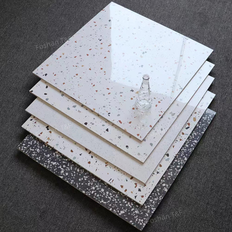 60x60cm Υψηλή λάμψη γυαλισμένα γυαλισμένα κεραμίδια Terrazzo για καθιστικό κουζίνα μπάνιο τοίχωμα πάτωμα